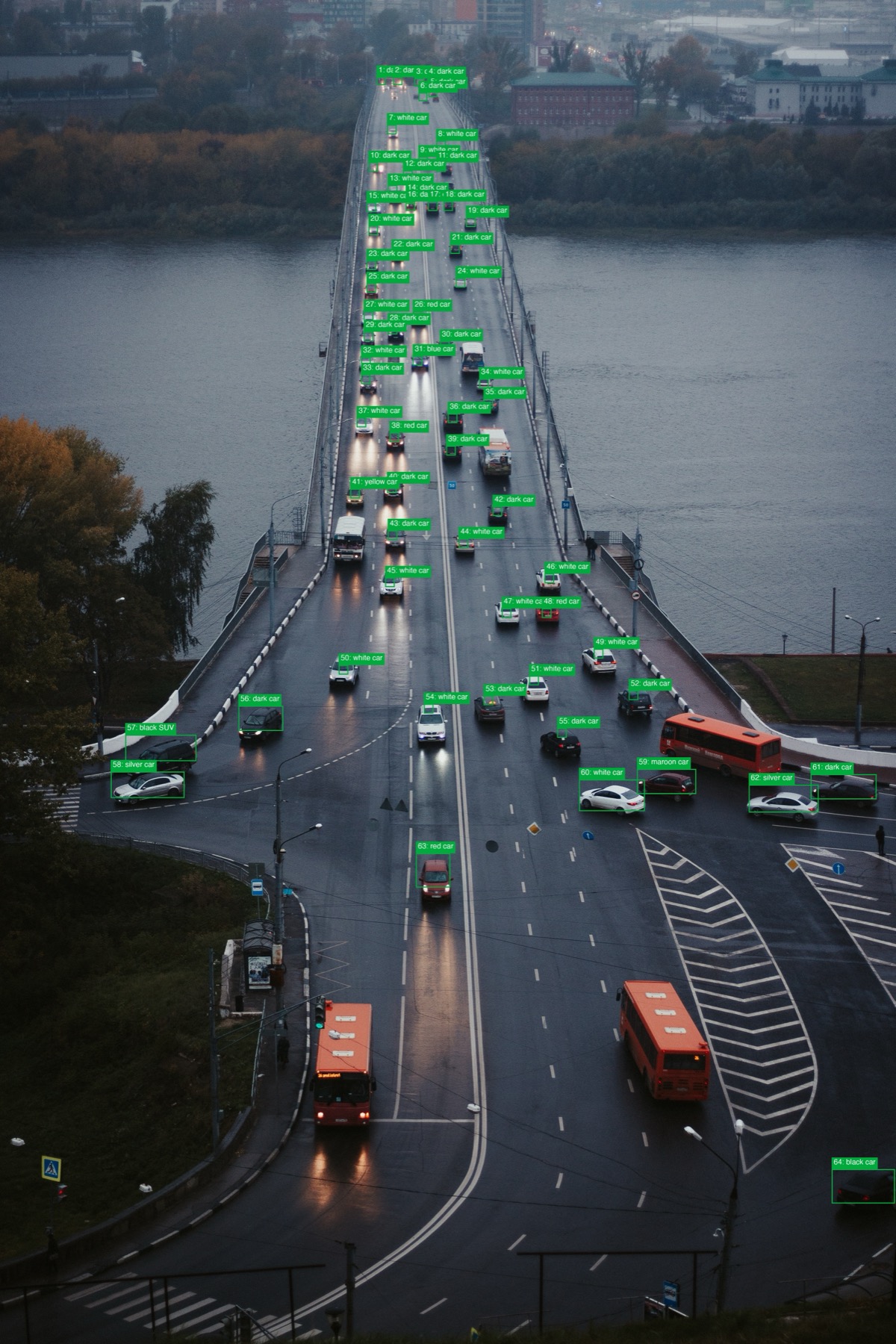 Qwen3.8-Max detected 64 cars and returned a bounding box for each one.